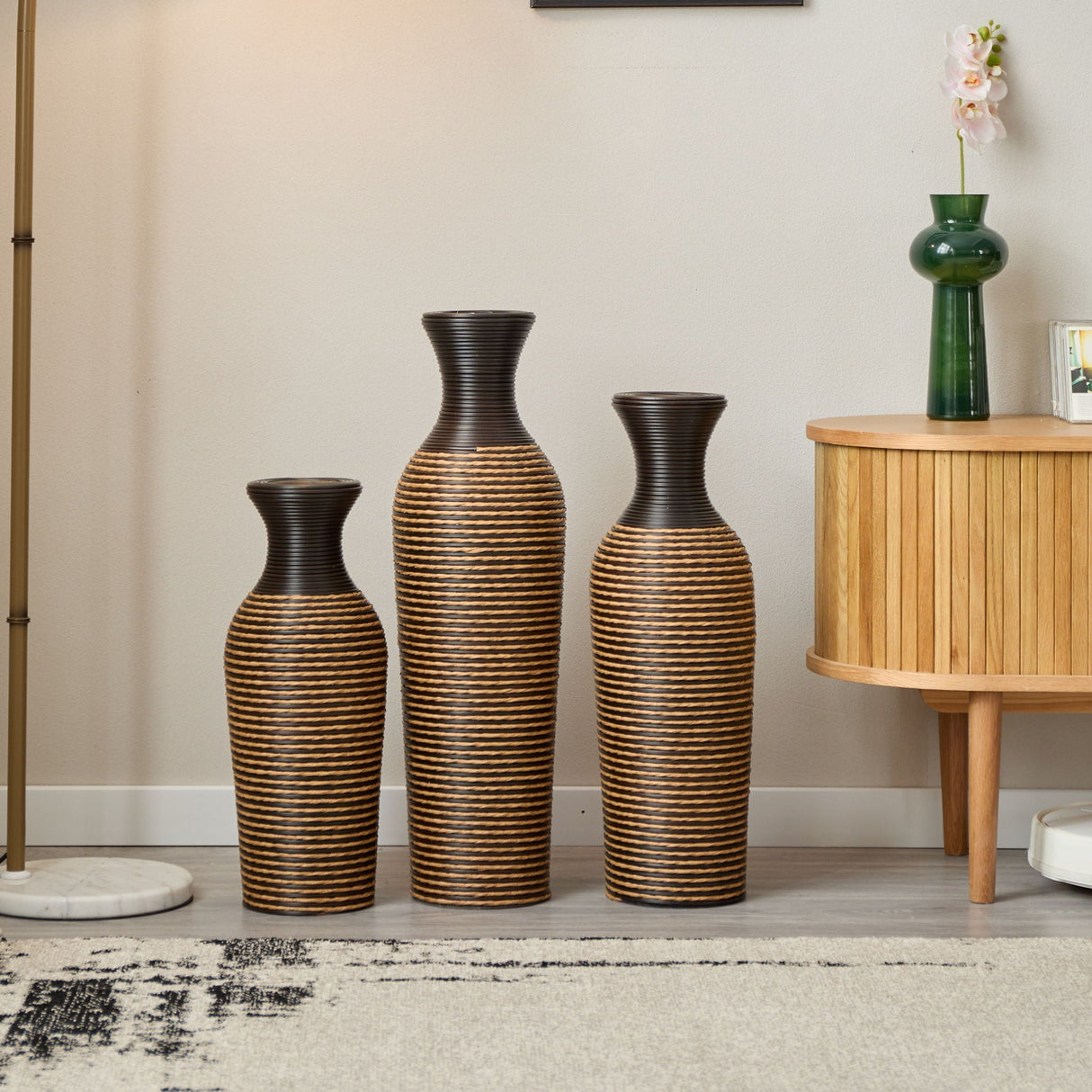 Classic And Neat Floor Vase, High Independent Flower Stand (Set of 3)