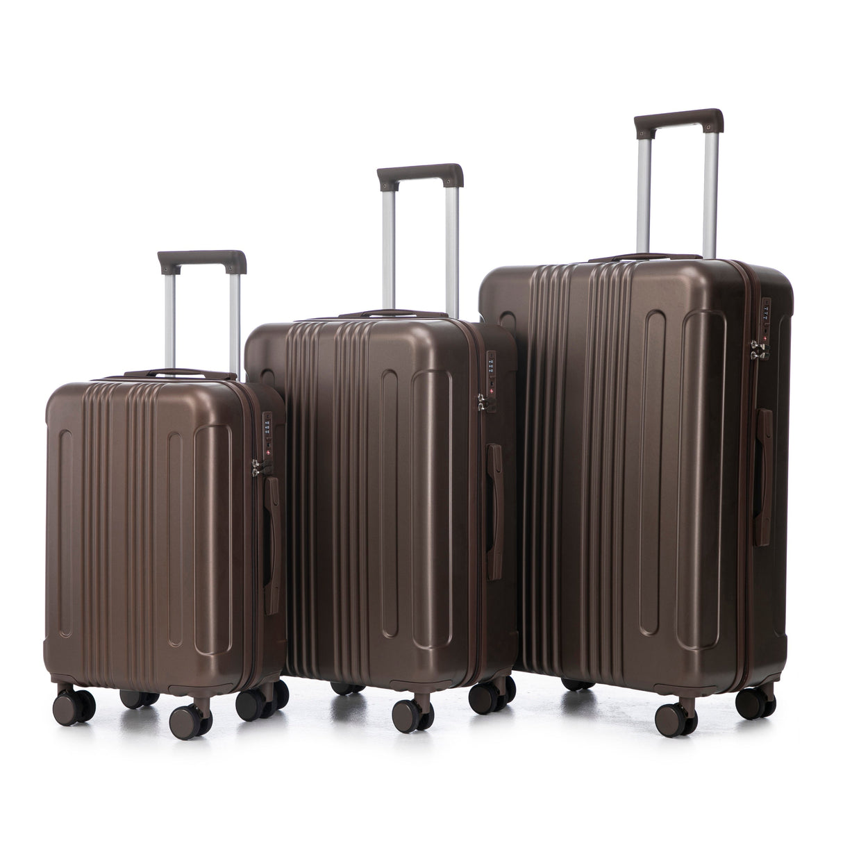 3 Piece ABS Spinner Wheel Luggage Set (Brown)