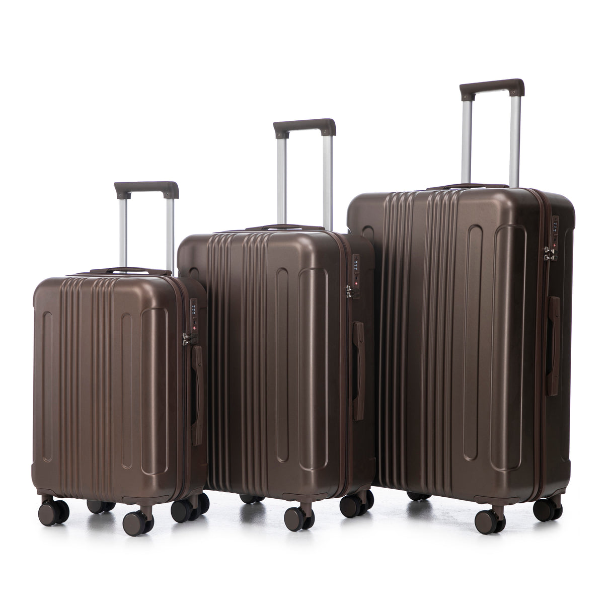 3 Piece ABS Spinner Wheel Luggage Set (Brown)