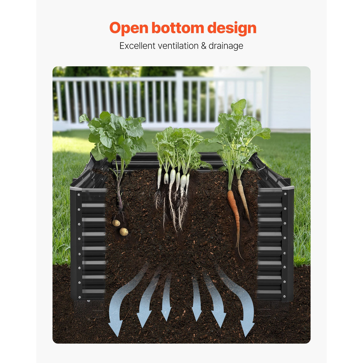 Metal Raised Garden Bed - 8 x 4 x 2 ft Outdoor Planter