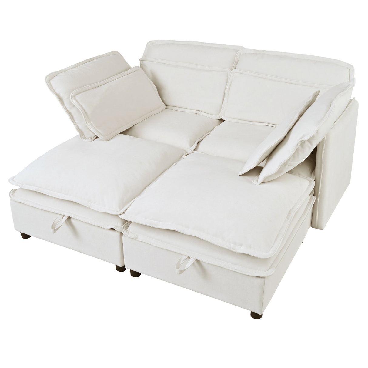 Double-Layer Cushion Modular Sofa 4-Seater with Storage Function