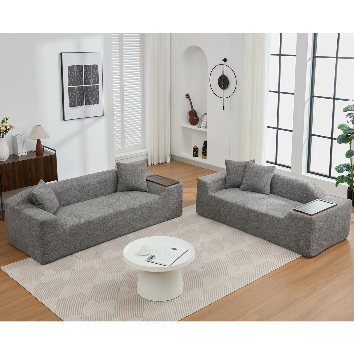 Modern 2 Piece Boucle Cloud Sofa Set