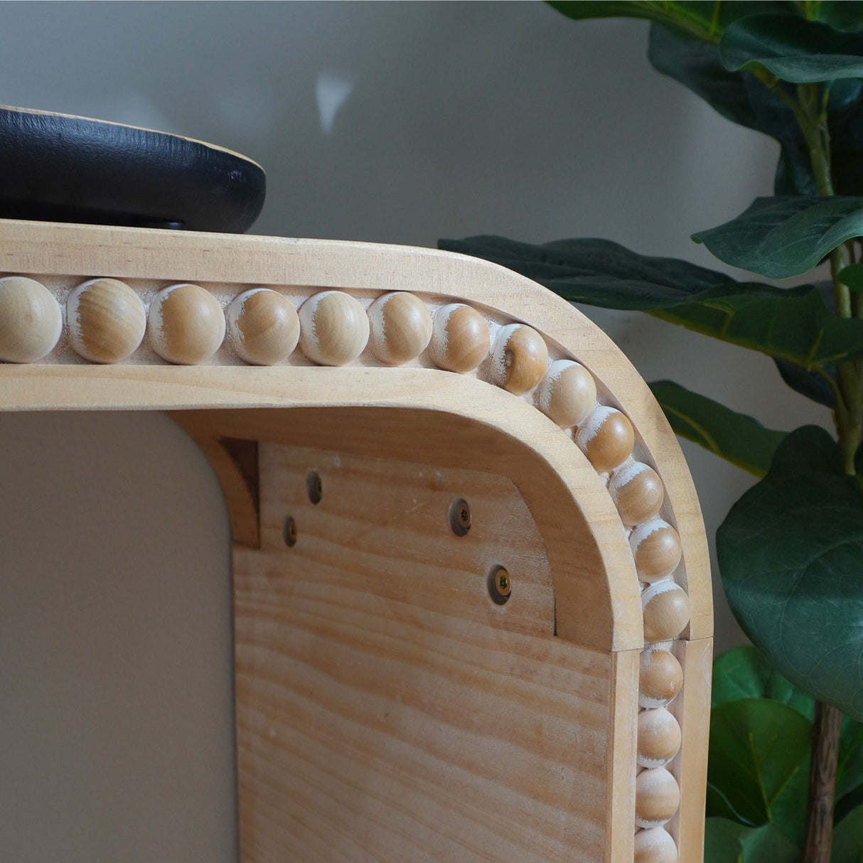 59in Console table with wood beads,curved waterfall-style table