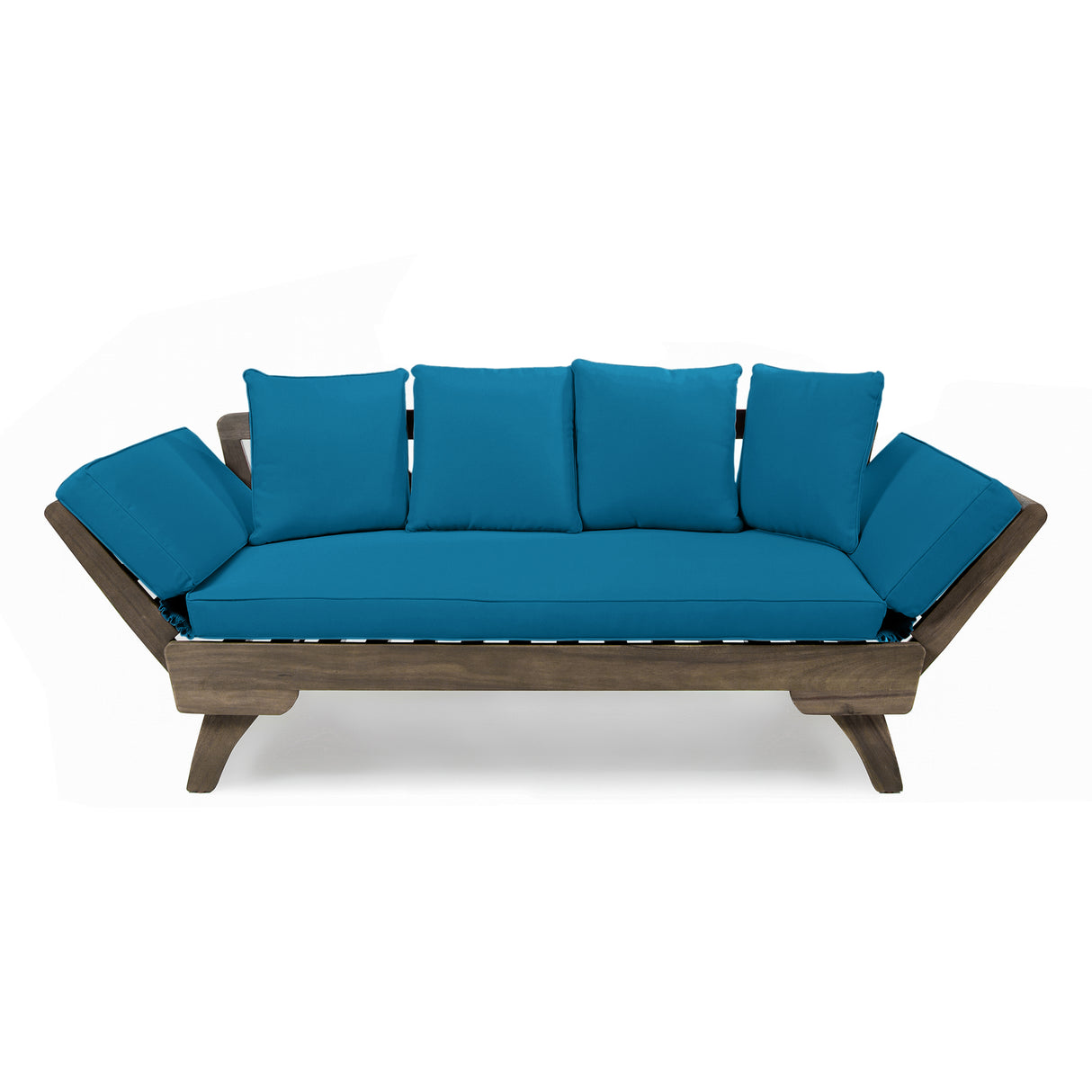 Outdoor Convertible Acacia Wood Daybed with Water-Resistant Cushions by christopher knight home