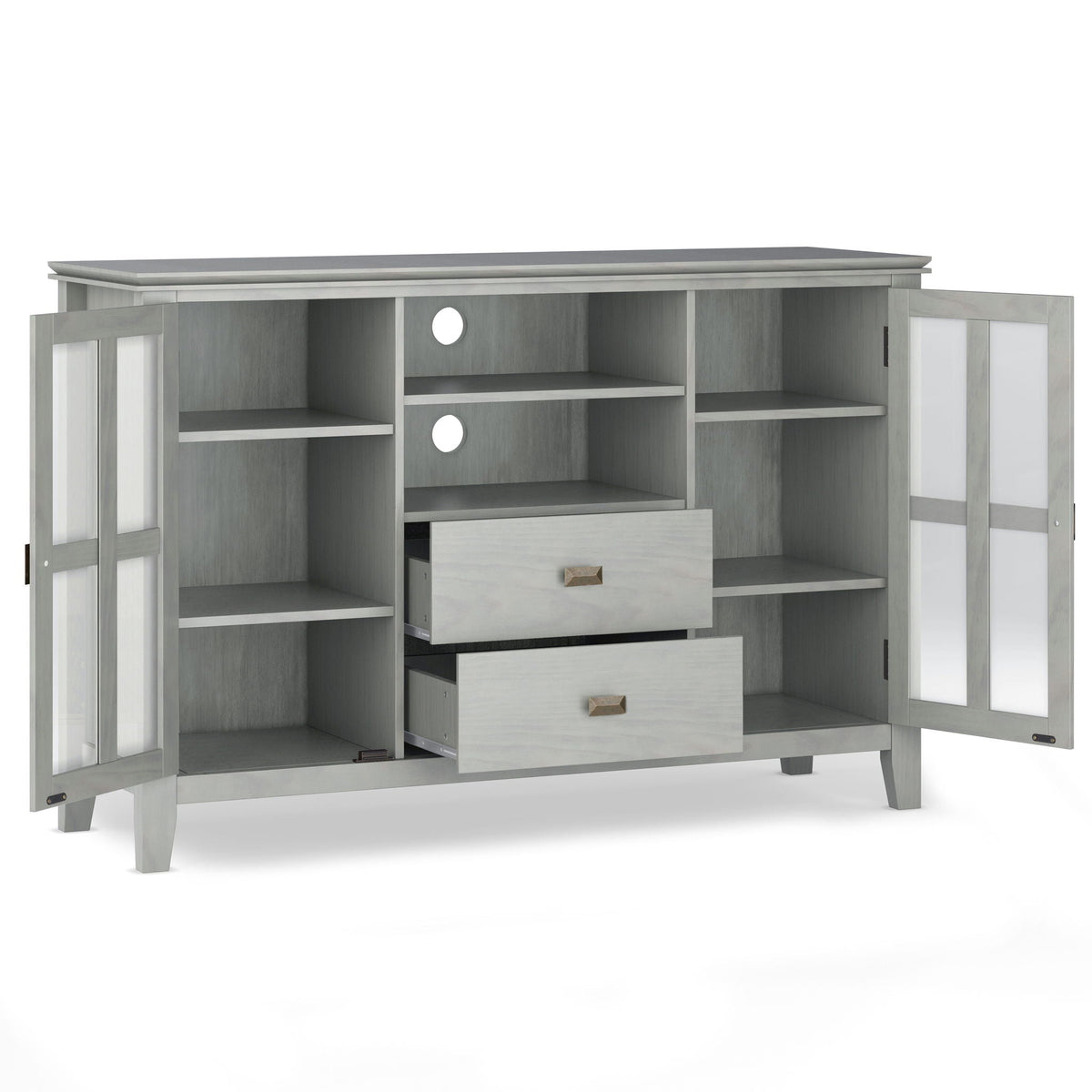 Handcrafted Tall TV Media Stand with Glass Doors and Storage - Multiple Colors
