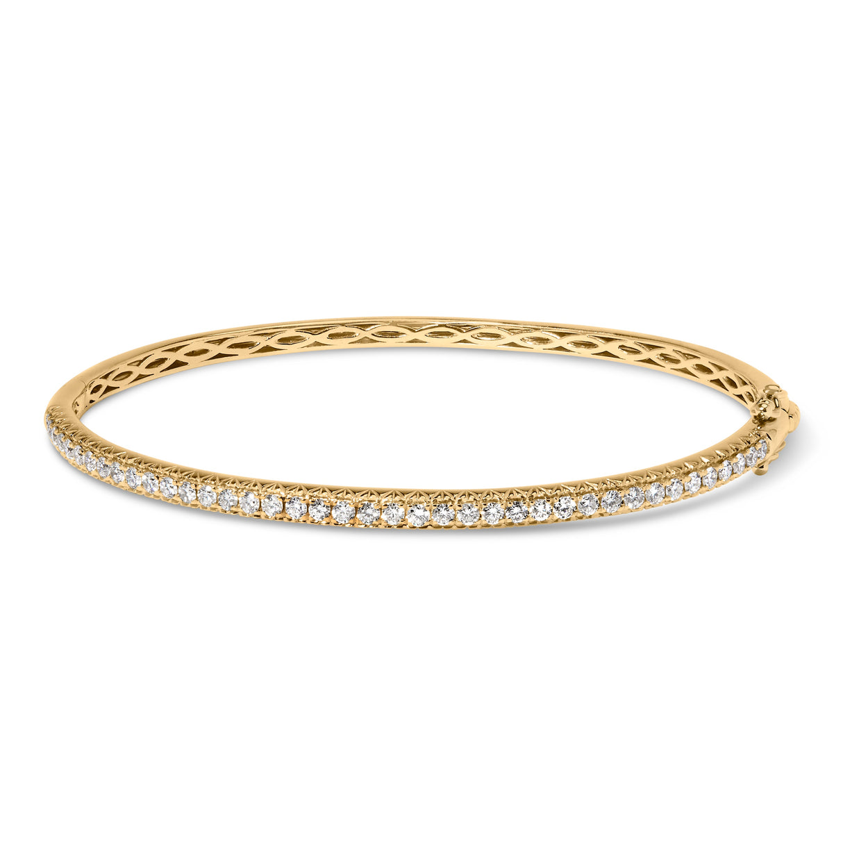14K Rose Gold 1.00 Cttw Half Eternity Diamond Bangle Bracelet (G-H Color, SI2-I1 Clarity) - 7" Inches