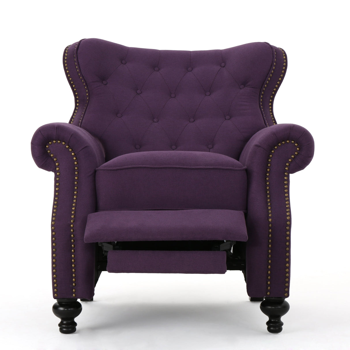 Beacon Accented Push Back Recliner Chair with Rolled Arms Plum