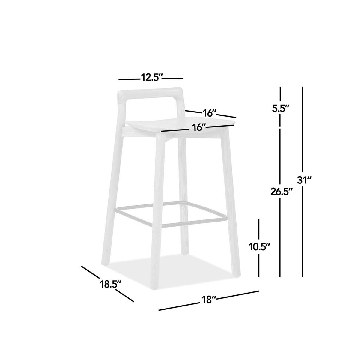 26.5" Low Back Counter Stool with Iron Footrest