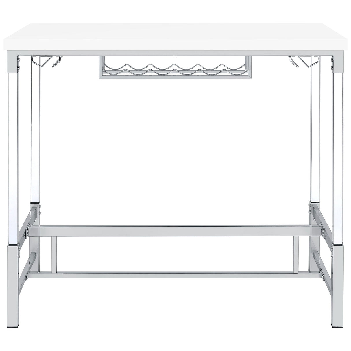 Tonneson - Bar Table With Trestle Base And Wine Storage - White