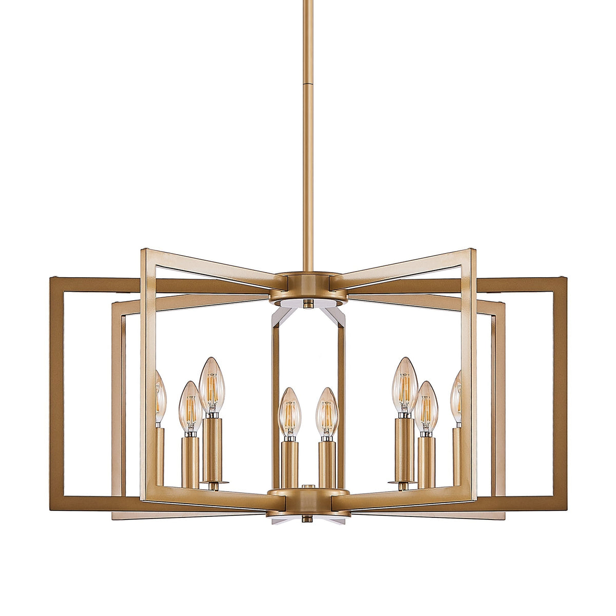 27" Modern Golden Geometric 8-Light Chandelier
