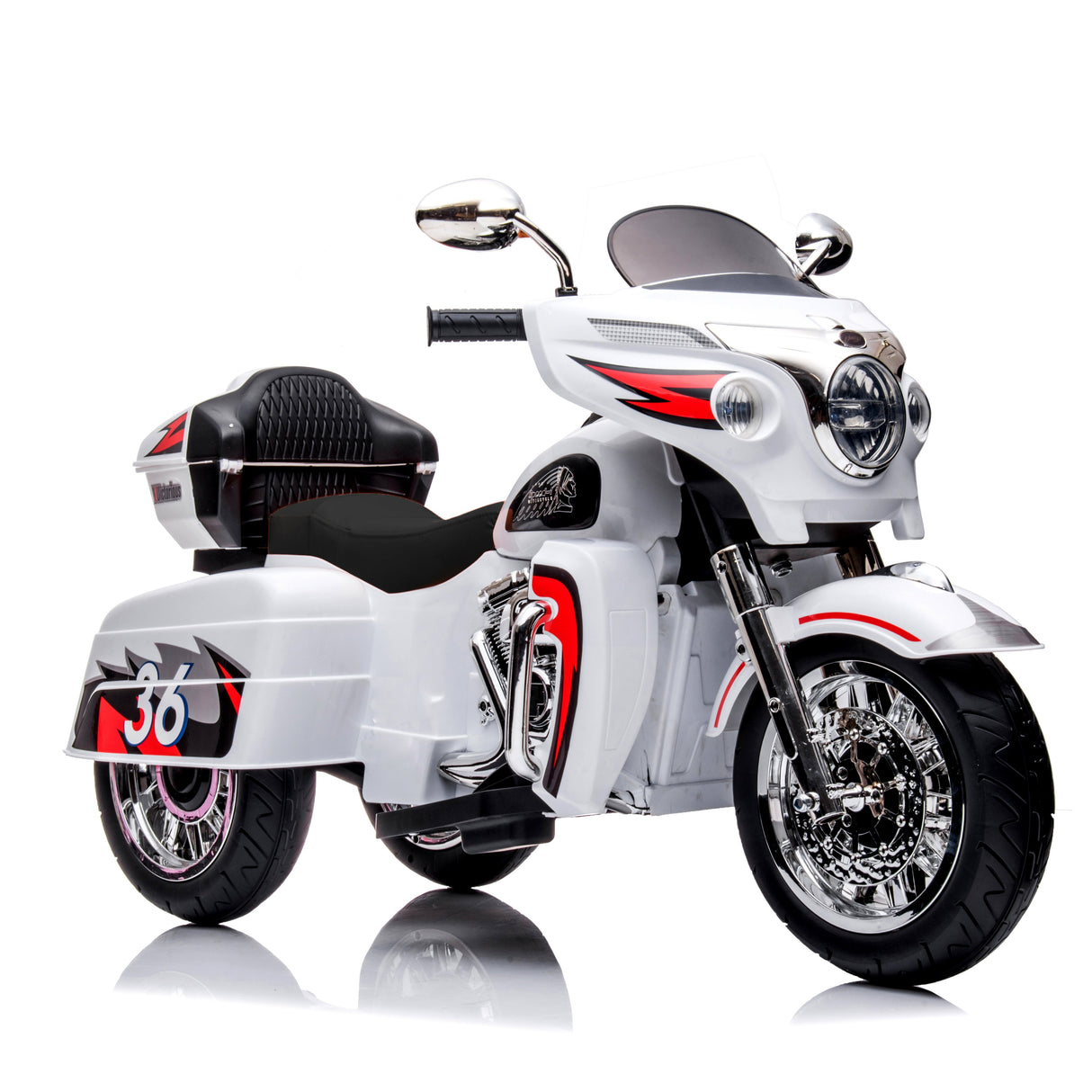 12V Kids Ride On Motorcycle, Electric Toddler Motorcycle Toy with LED Lights, Wireless Music, Large Storage Trunk, Soft PU Seat, Forward & Reverse, Rechargeable Electric Vehicle for 3-6 Years Old