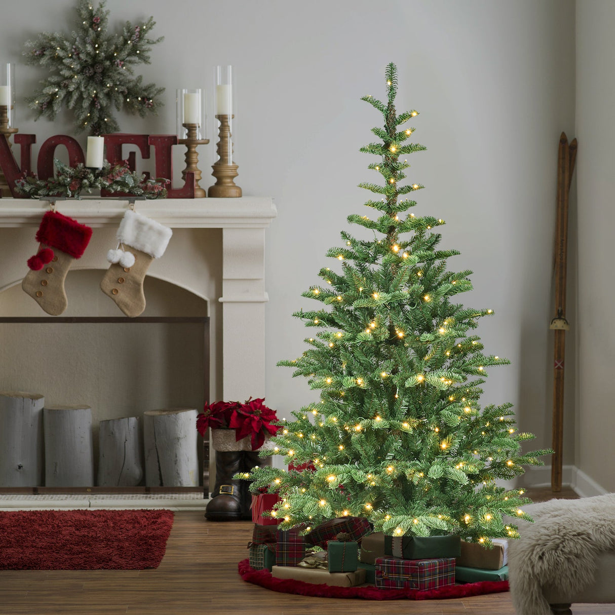 6ft Pre-Lit Christmas Tree with 300 Warm White Lights