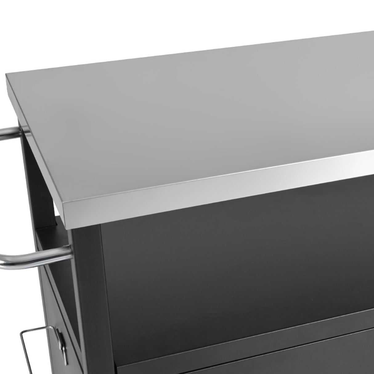 K&K 54.5' Outdoor Kitchen Island with Stainless Steel Tabletop and Storage