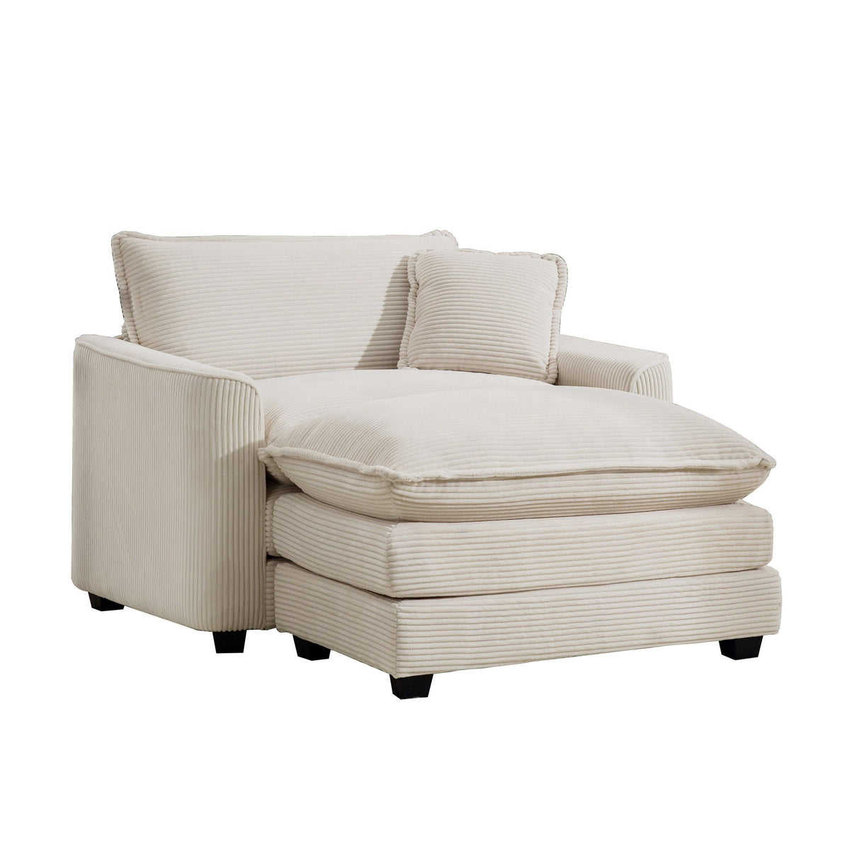 Classic Modern Comfortable Single Chair Deep Seat Sofa With Footstool