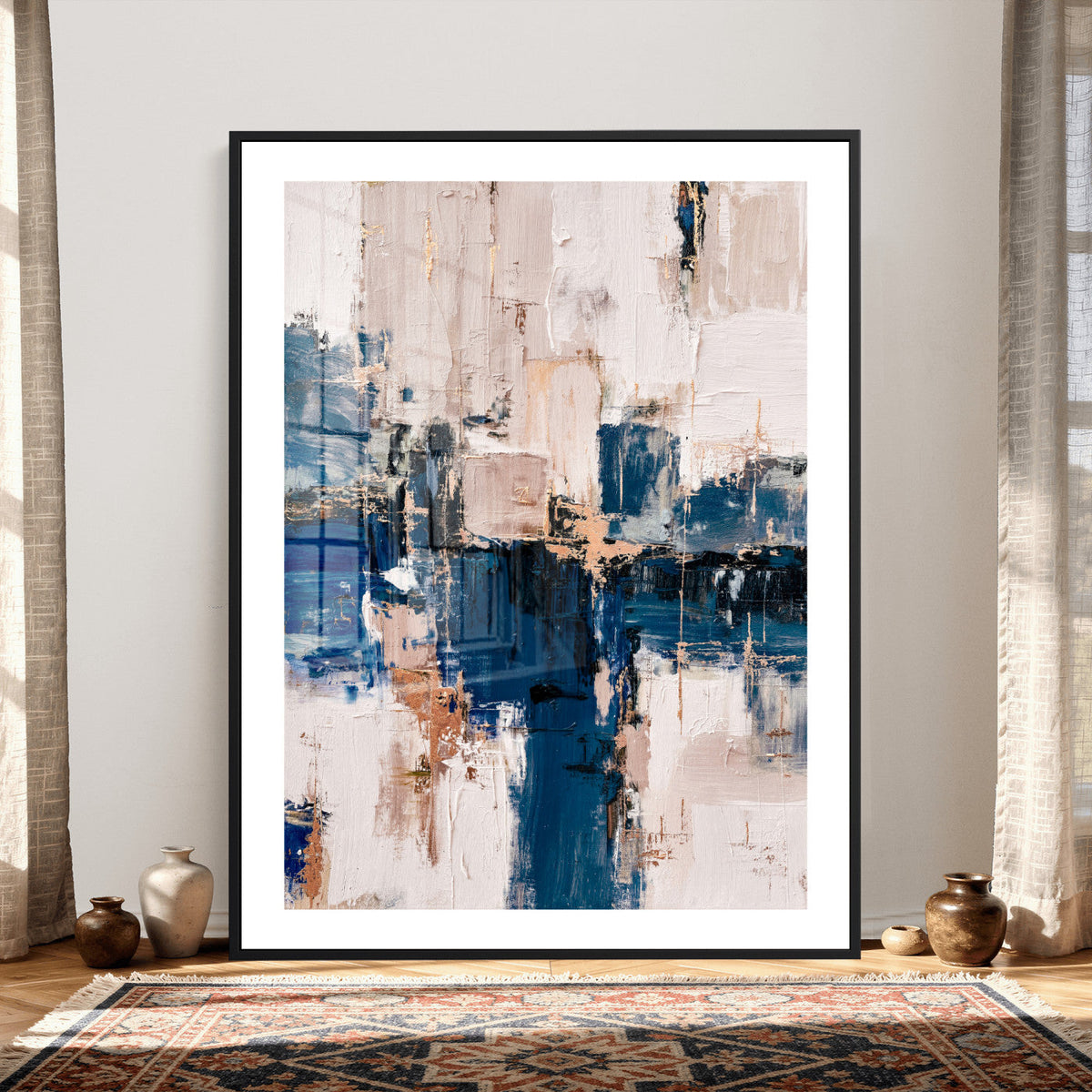 Abstract Navy Blue Wall Art Canvas Print