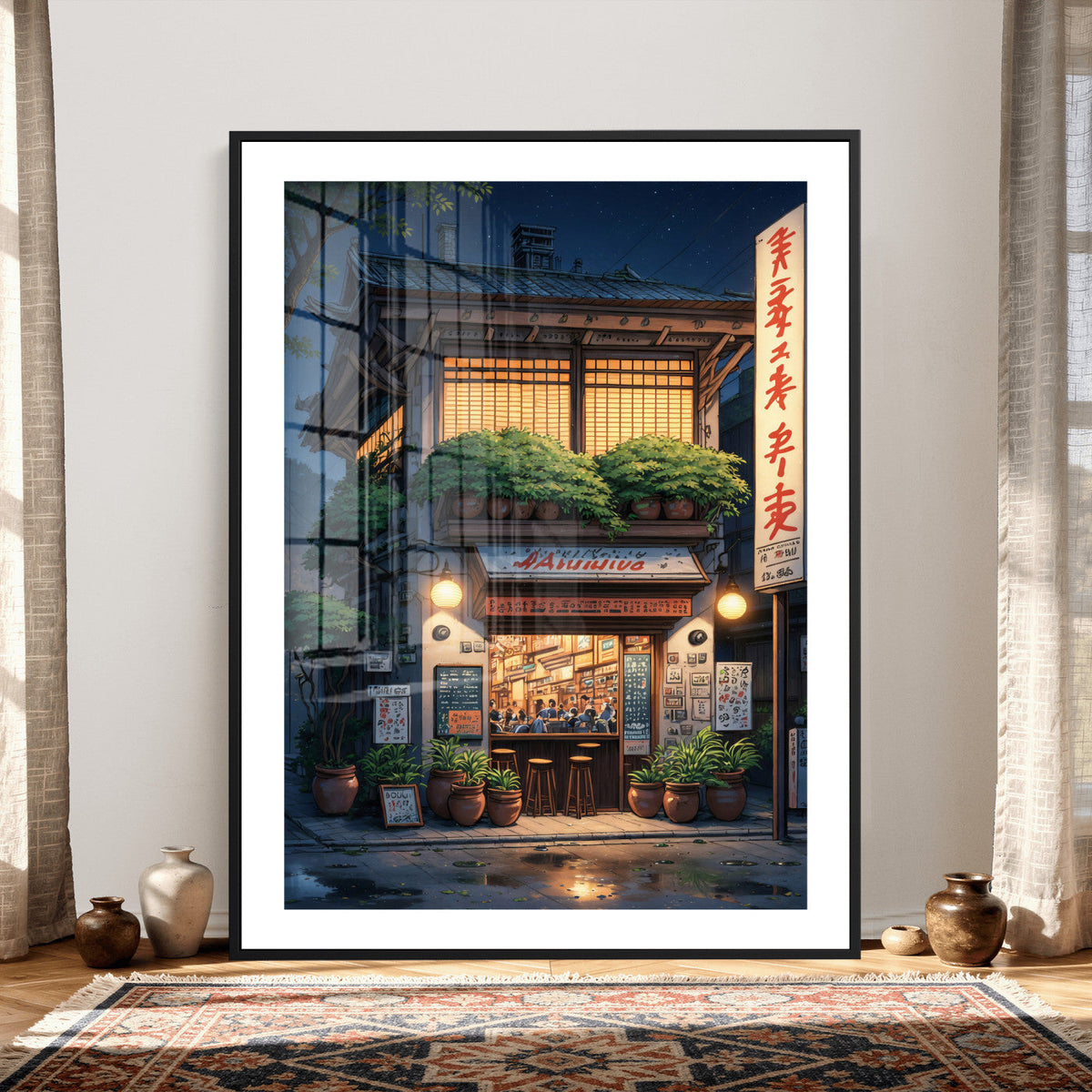 Evening at the Ramen Shop Canvas Wall Art — Japan Night