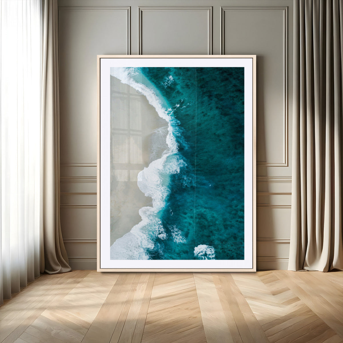Aerial Ocean View Wall Art Canvas Print – Framed Coastal
