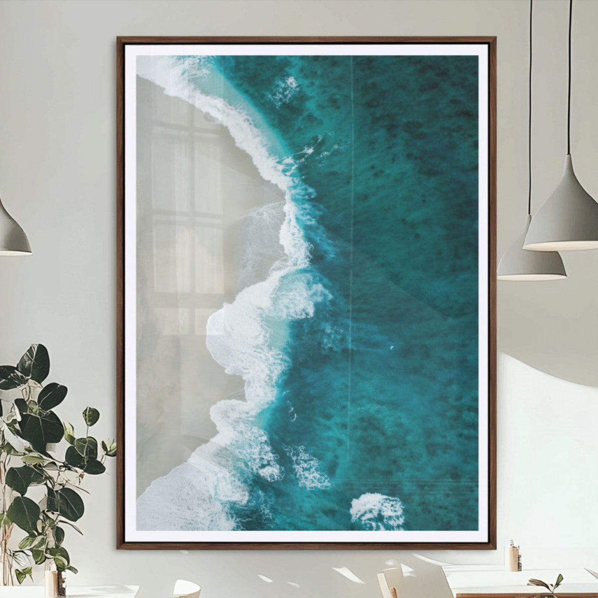 Aerial Ocean View Wall Art Canvas Print – Framed Coastal