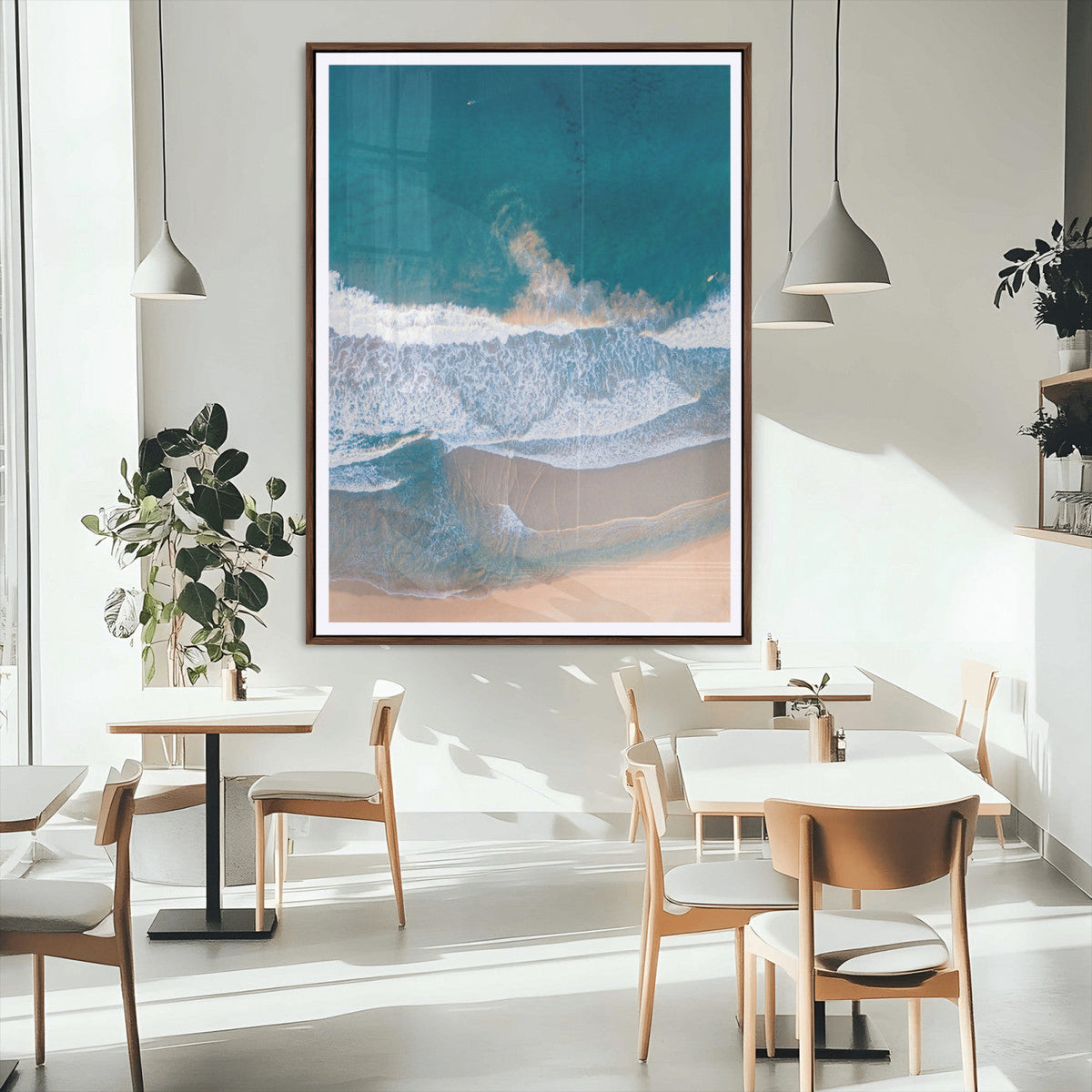 Aerial Beach View Wall Art Canvas Print – Framed Ocean Waves