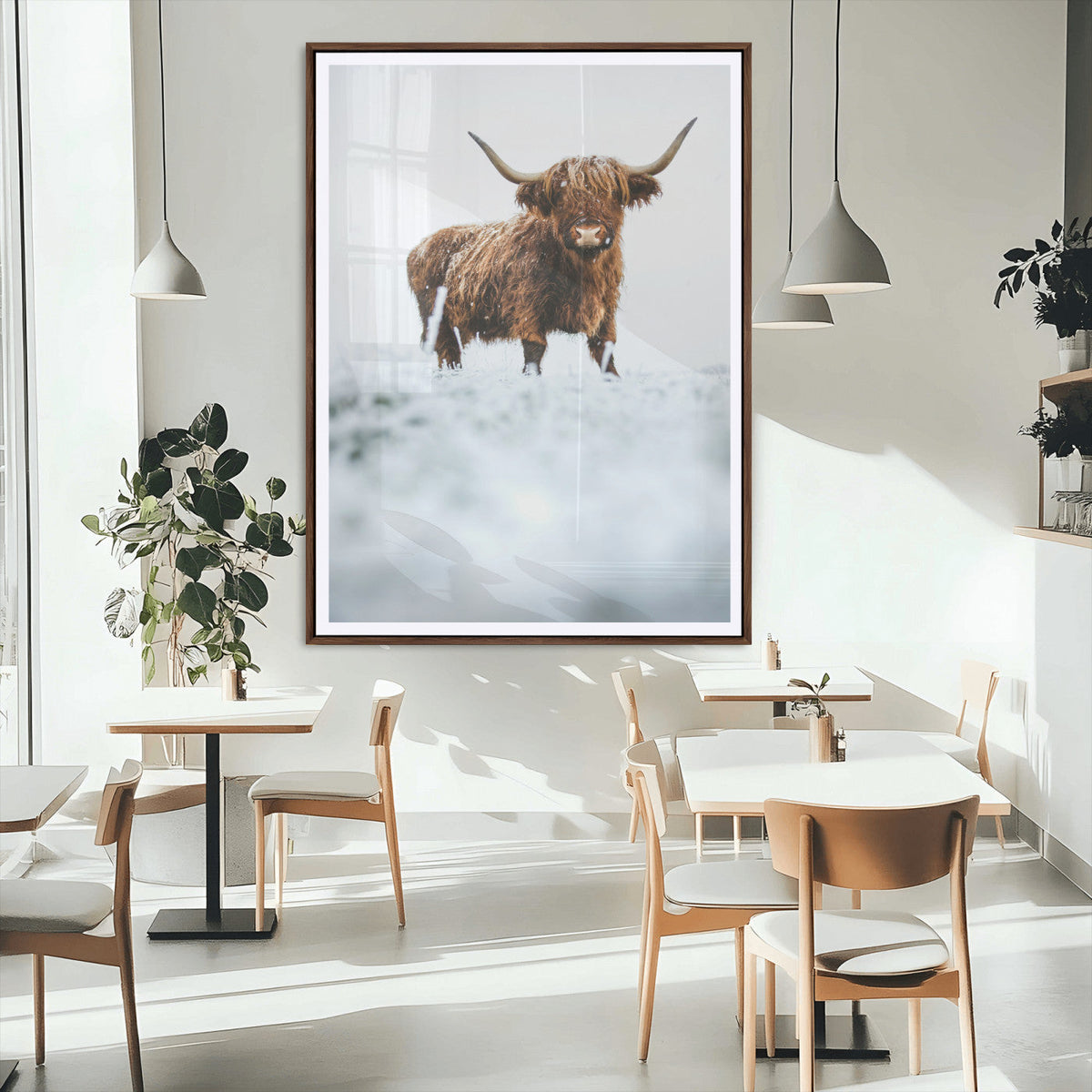 Highland Cow Wall Art Canvas Print – Framed Horned Scottish