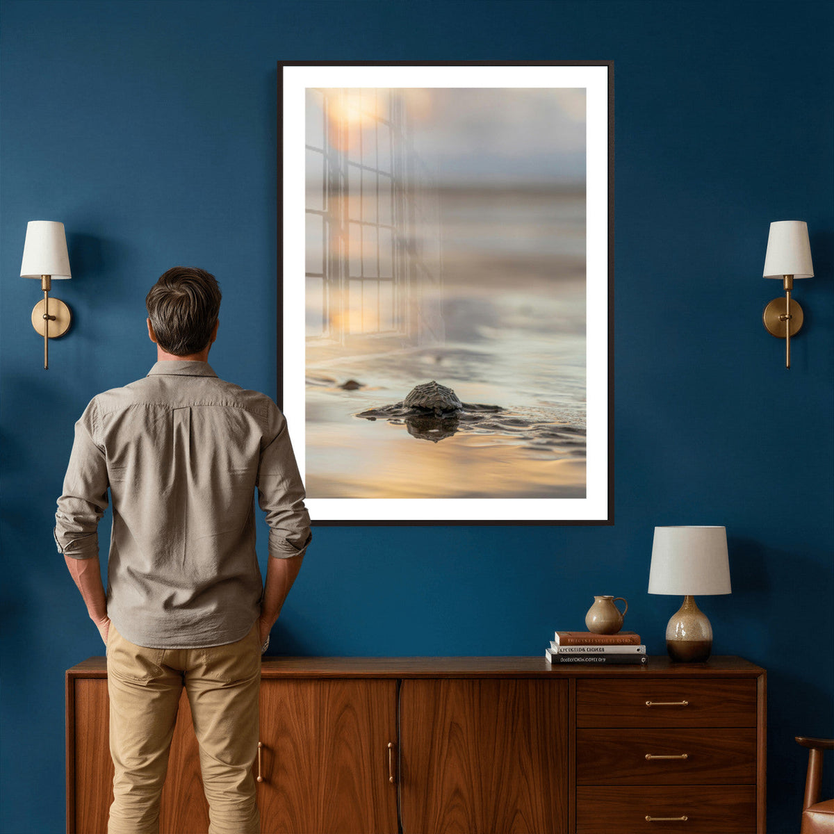 Sea Turtle Hatchling Wall Art Canvas Print – Soft Coastal