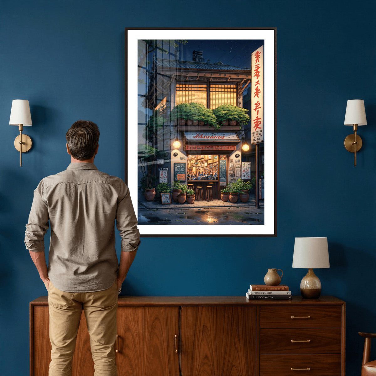 Evening at the Ramen Shop Canvas Wall Art — Japan Night
