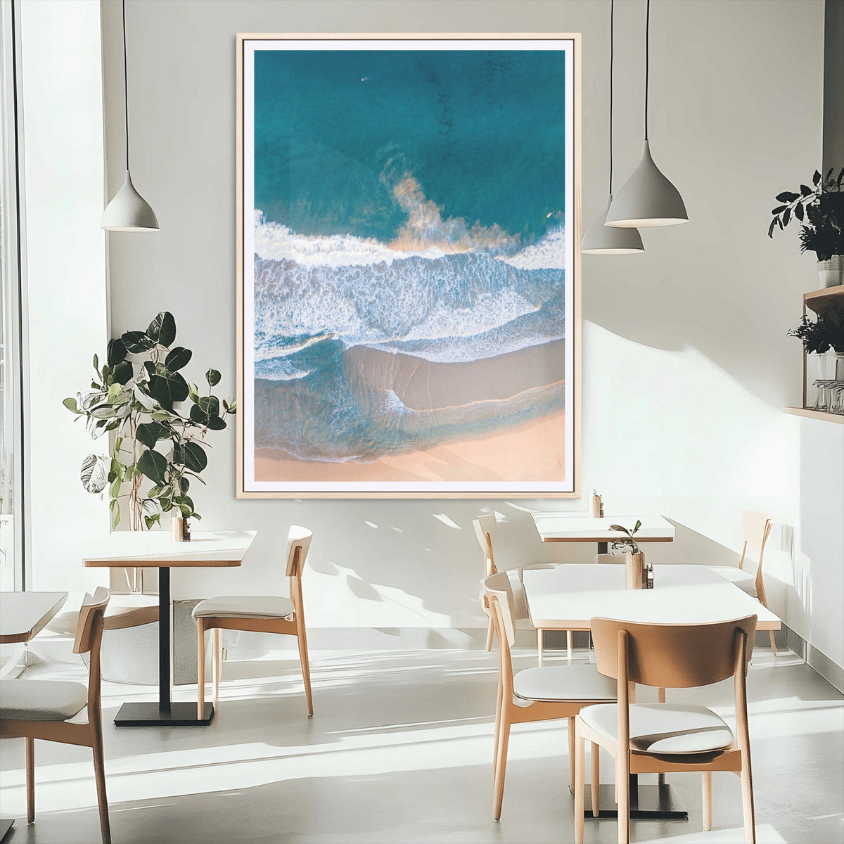 Aerial Beach View Wall Art Canvas Print – Framed Ocean Waves