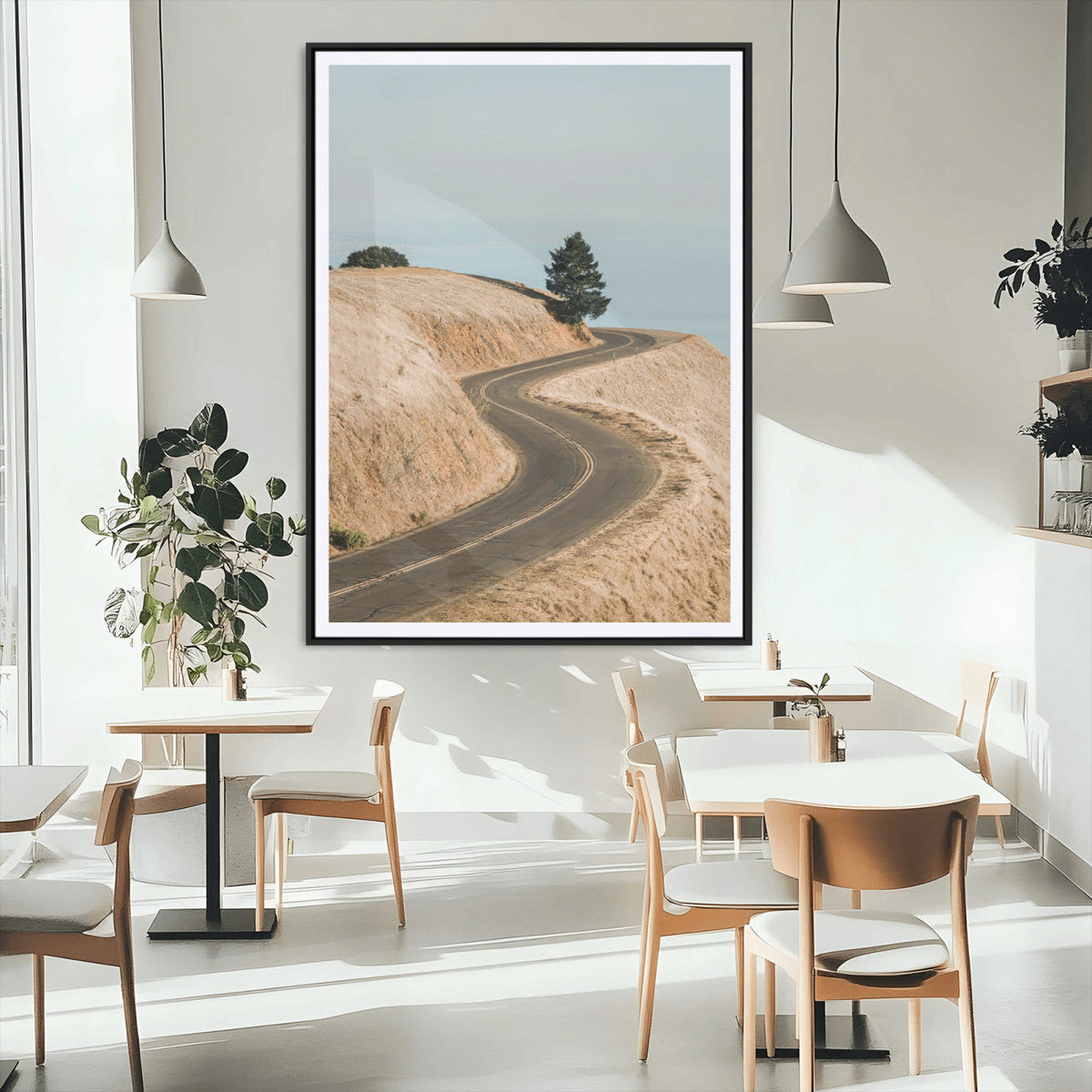 Winding Road Wall Art – Framed Scenic Landscape Canvas
