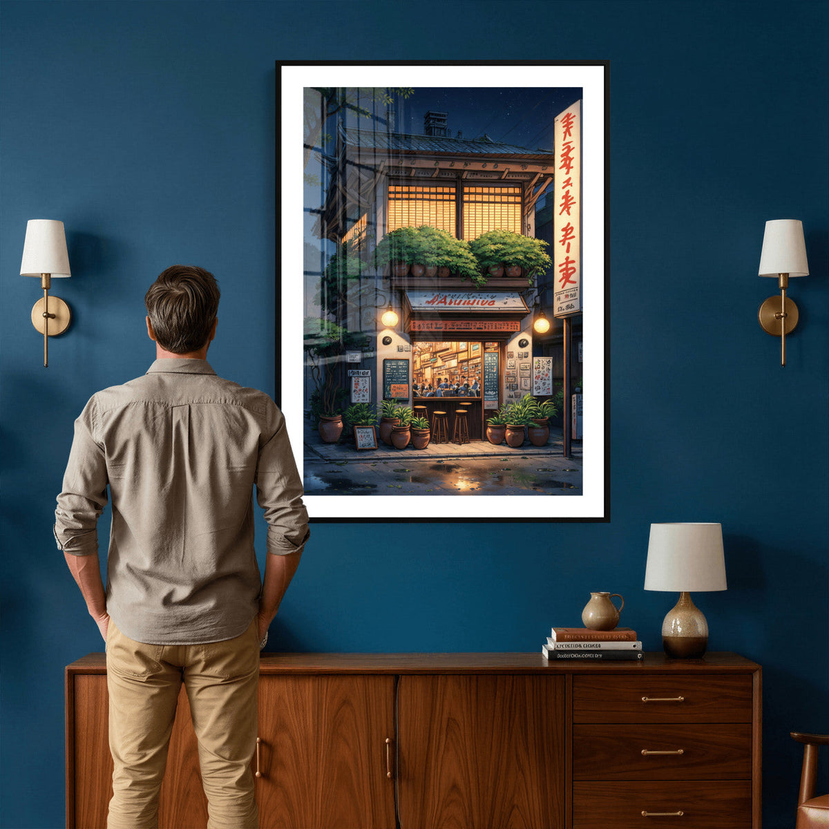 Evening at the Ramen Shop Canvas Wall Art — Japan Night