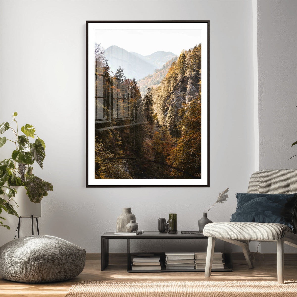 Autumn Forest Mountain Wall Art Canvas Print, Nature