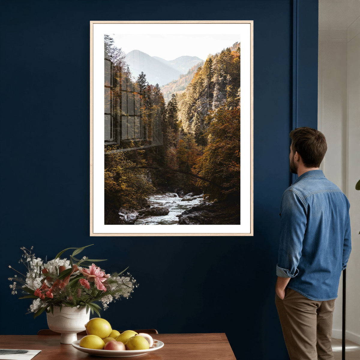 Autumn Forest Mountain Wall Art Canvas Print, Nature