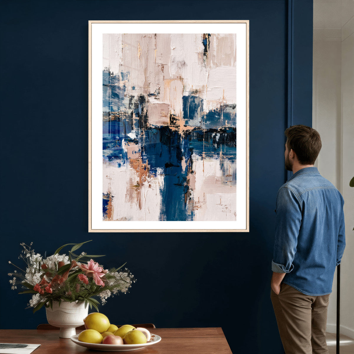 Abstract Navy Blue Wall Art Canvas Print