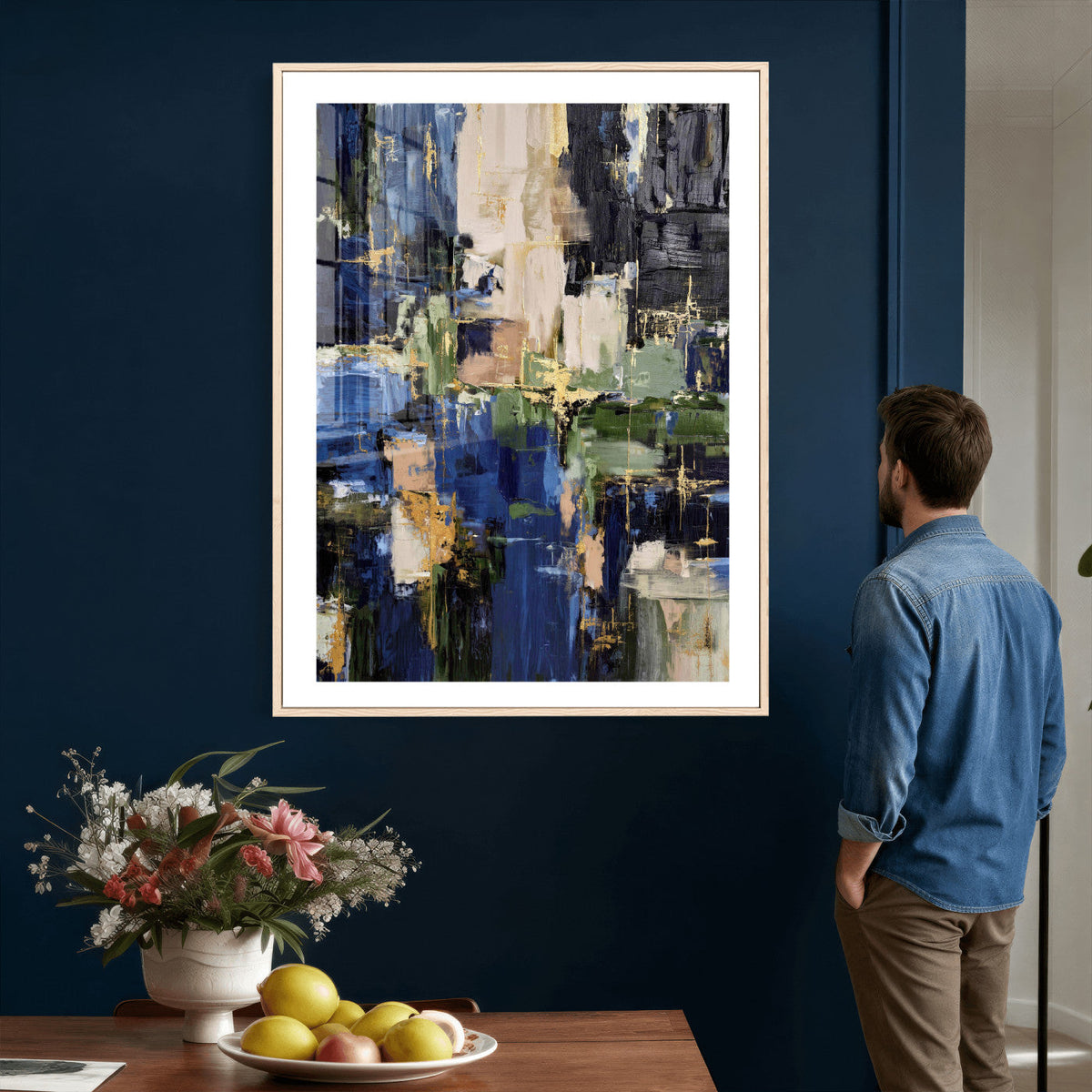Abstract Dark Blue Wall Art Canvas Print