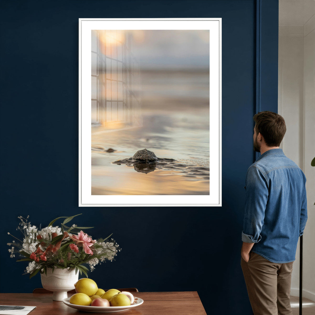 Sea Turtle Hatchling Wall Art Canvas Print – Soft Coastal