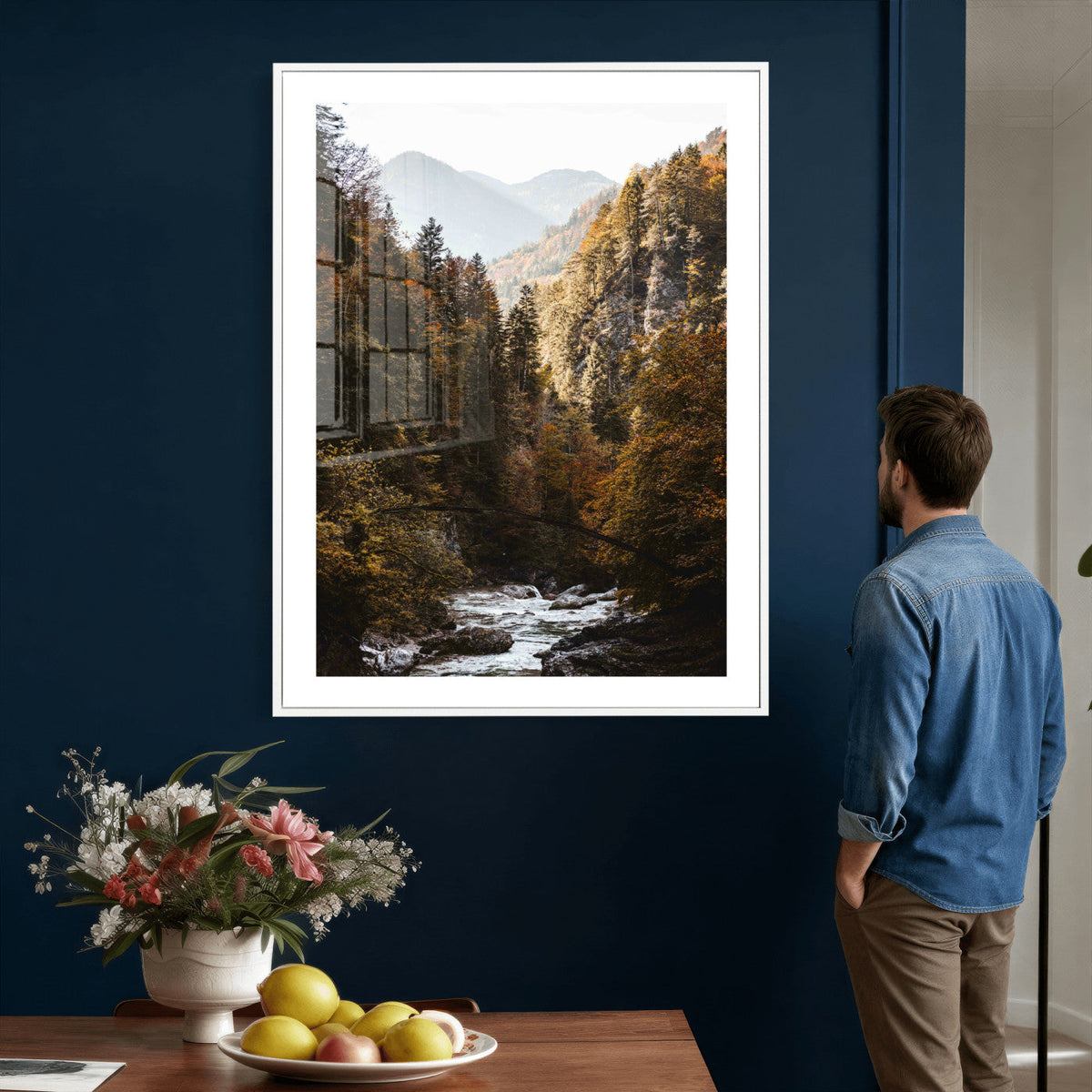 Autumn Forest Mountain Wall Art Canvas Print, Nature