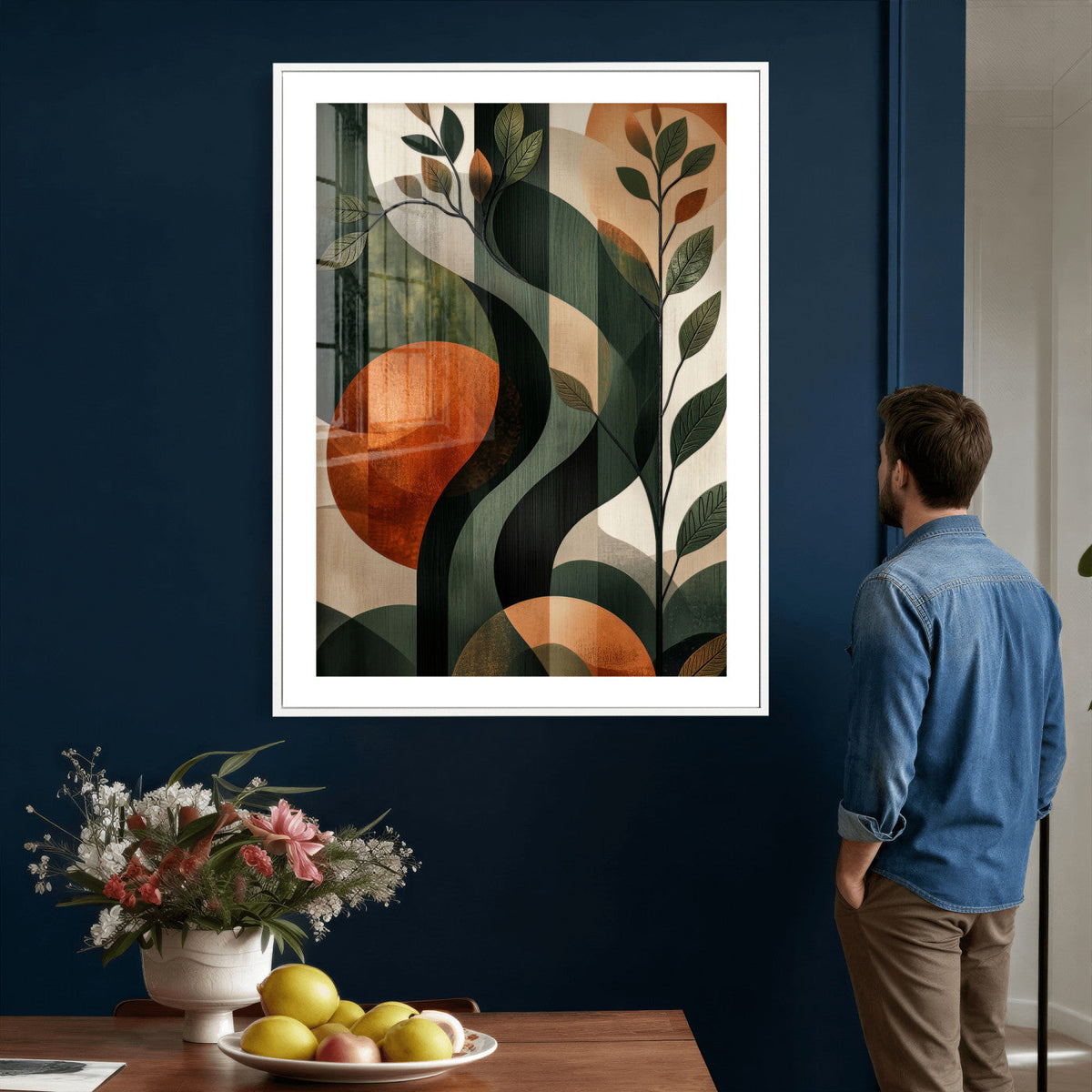 Abstract Green Flowers Wall Art Canvas Print