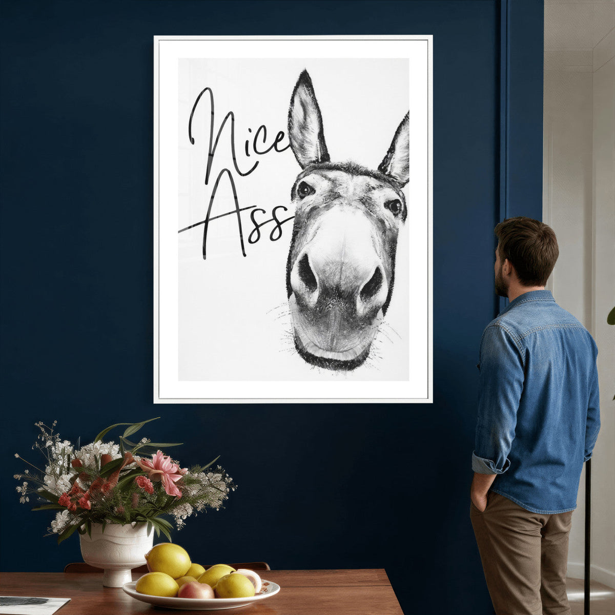 Nice Ass Funny Canvas Wall Art for Bathroom Wall Decor Cute