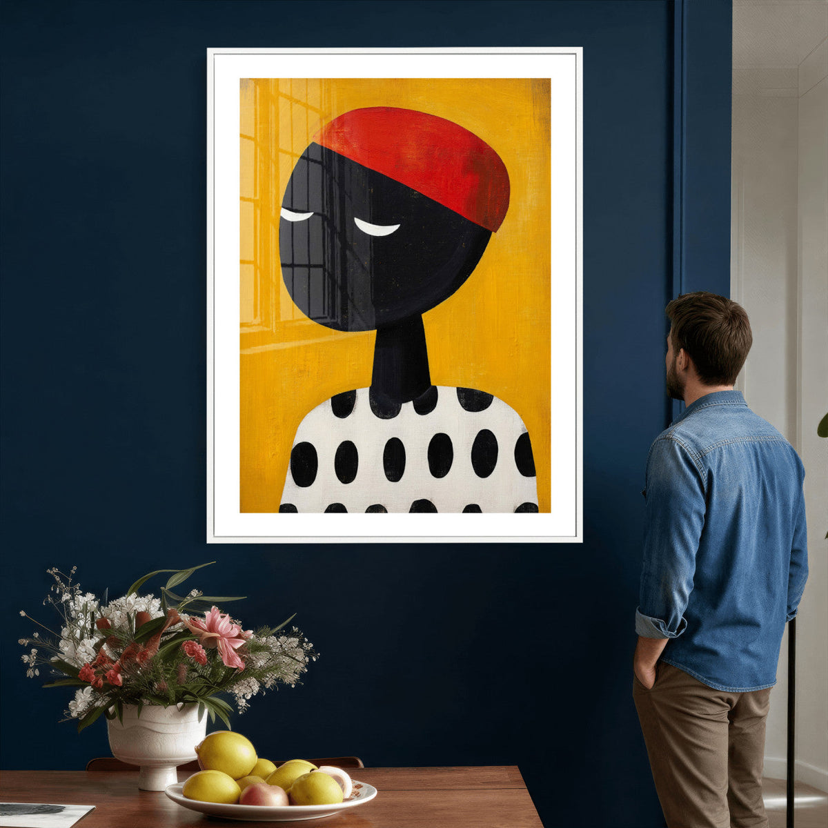 Abstract Portrait Wall Art Canvas Print, Framed Modern