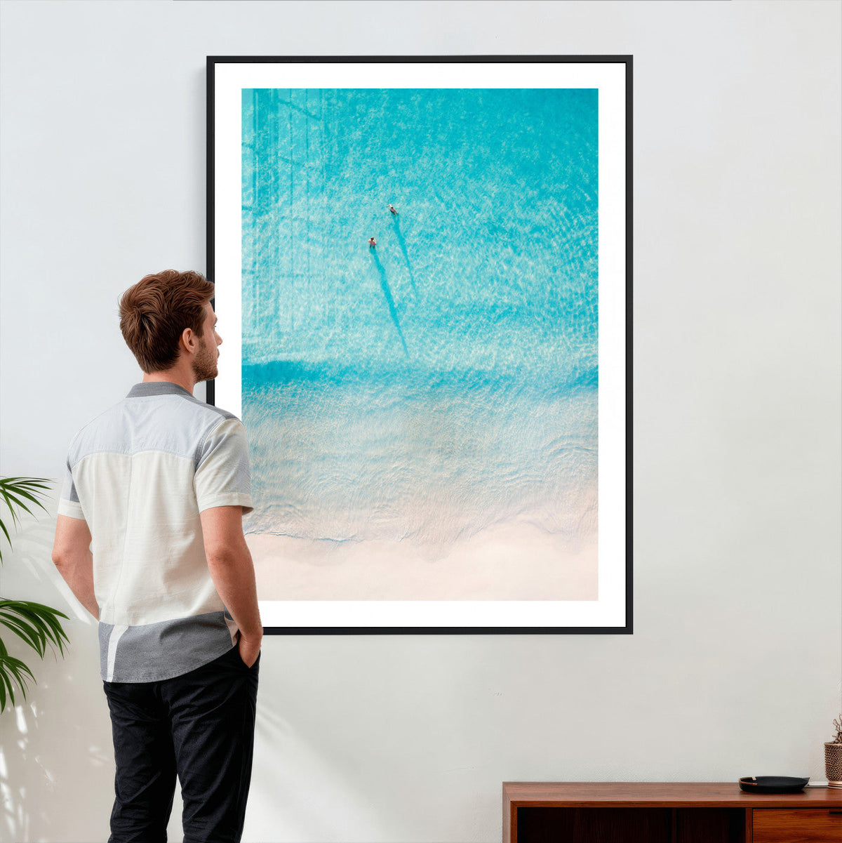 Aerial Turquoise Beach Wall Art Canvas Print – Minimal