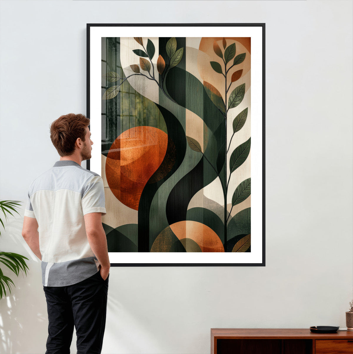 Abstract Green Flowers Wall Art Canvas Print