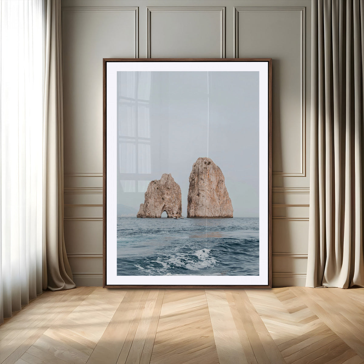 Faraglioni Capri Wall Art Canvas Print – Framed Serene Ocean