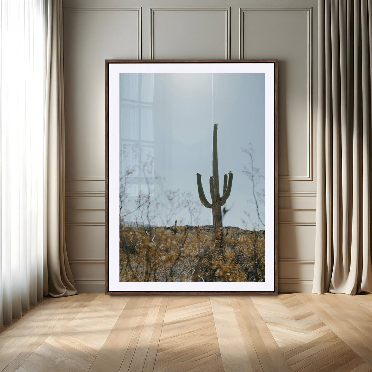 Saguaro Cactus Wall Art Canvas Print – Framed Southwestern