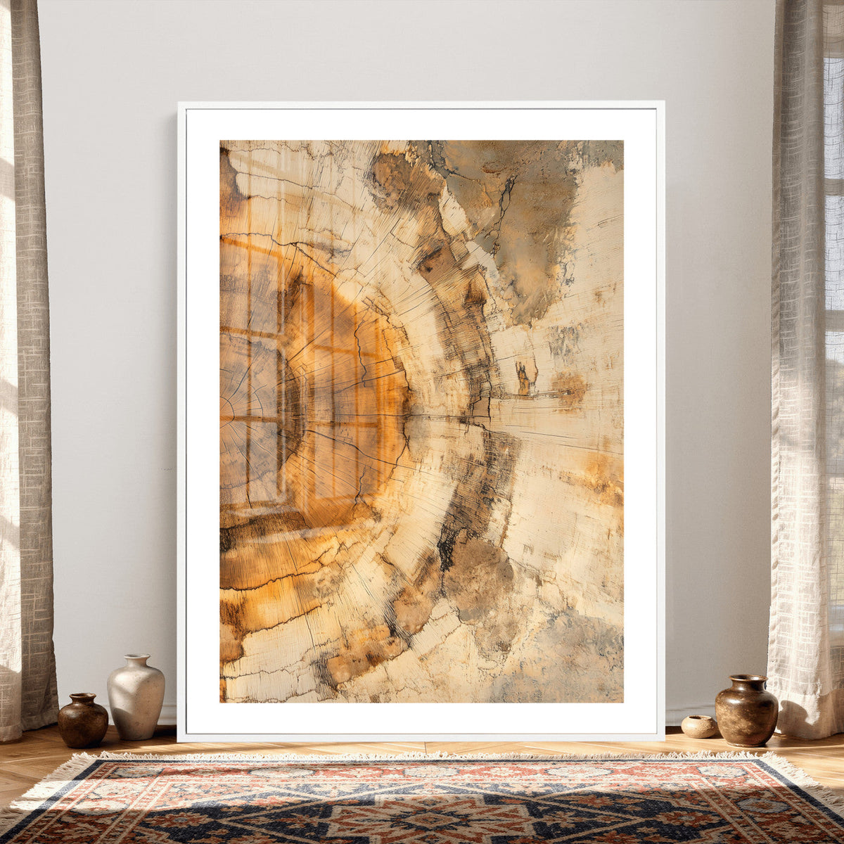 Abstract Wood Ring Wall Art Canvas Print – Natural Tree Ring