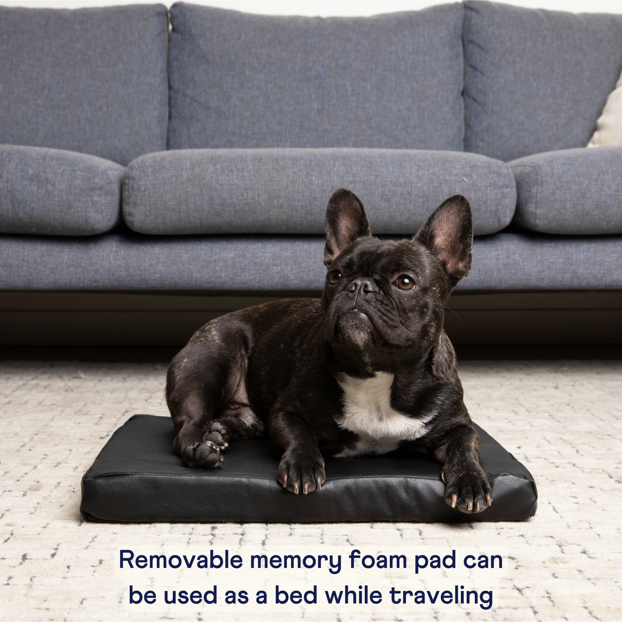 PupProtector™ Faux Cool-to-Touch Vegan Leather Memory Foam Dog Car Bed - Black