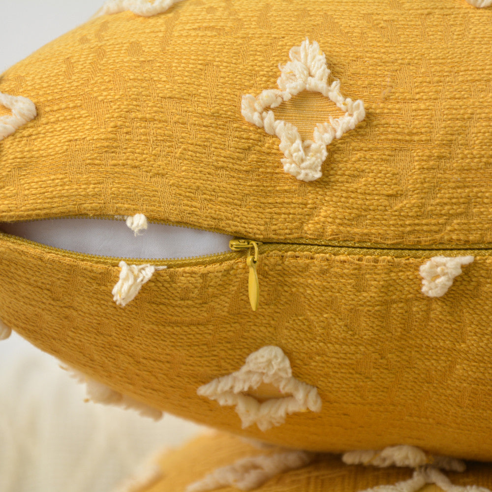 12''x20'' Tufted Floral lumbar support 100% cotton Throw Pillow | 7 Colors β Textured Daisy Stitch Design | Boho Chic Lumbar & Accent Pillow | Insert Included