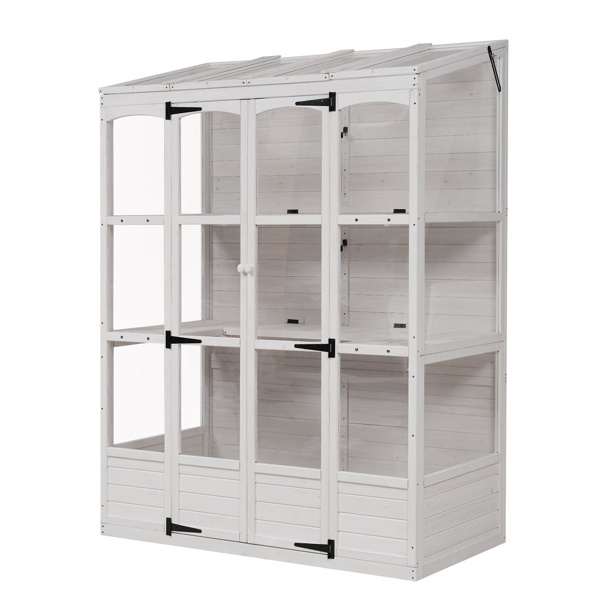 TOPMAX 78-inch Wooden Walk-in Greenhouse with 4 Skylights and Folding Shelves