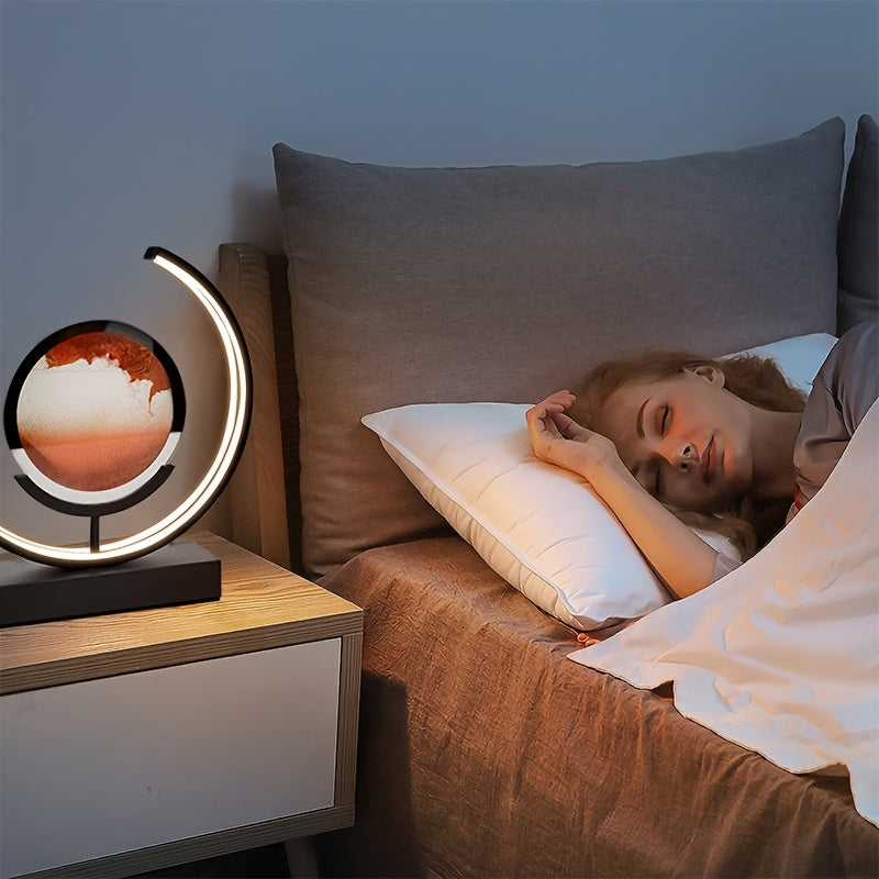 Sandscape Hourglass Table Lamp – Moving Sand Art LED Gift Light for Decor
