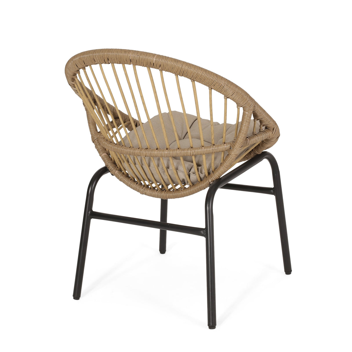 Outdoor Accent Chair with Curved Back and Basket Frame – Set of 2