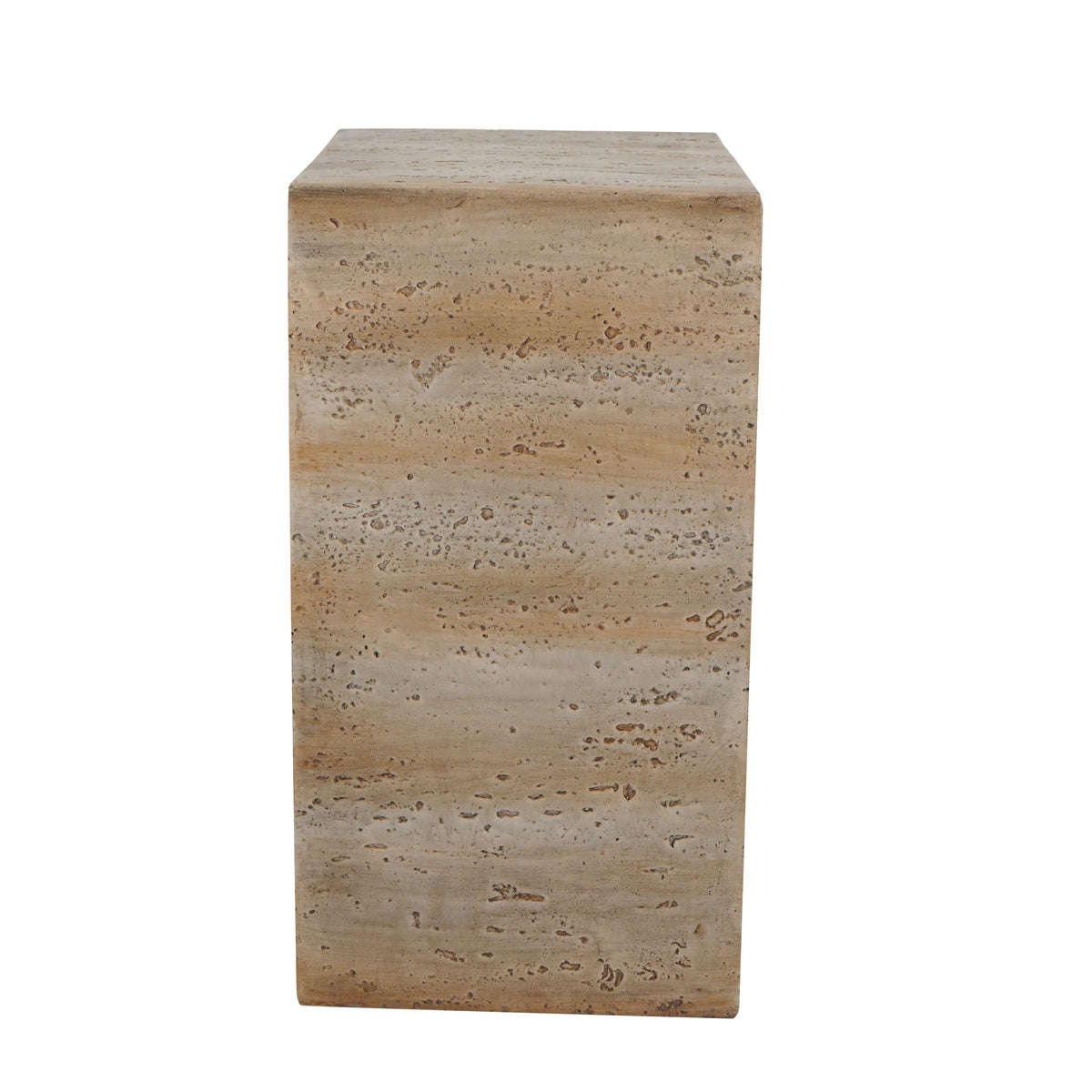 16.3x12.2x22.6 Modern Sculptural Arched Side Table with Faux Travertine Finish