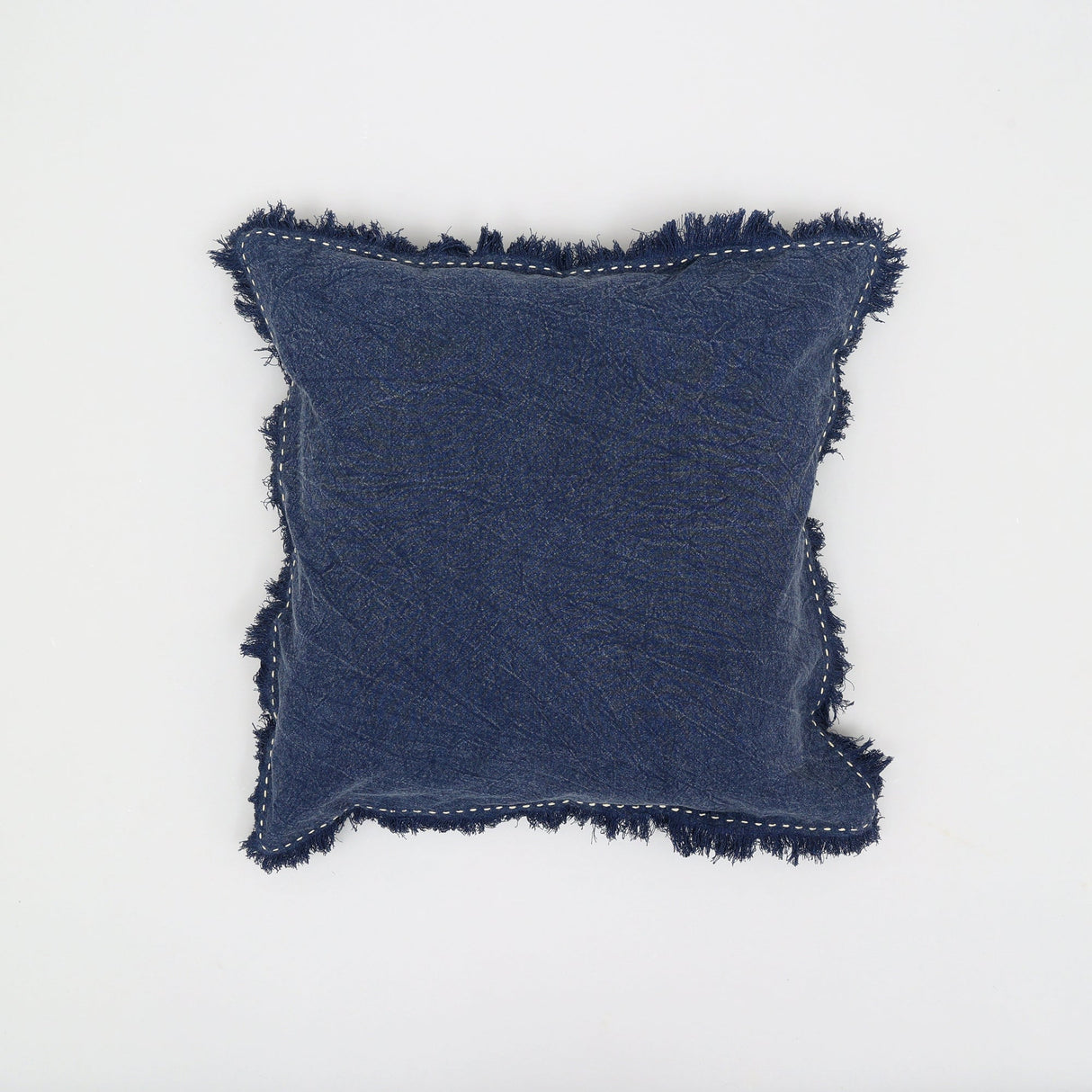 Handcrafted Cotton-Linen Fringe Throw Pillow - 22"